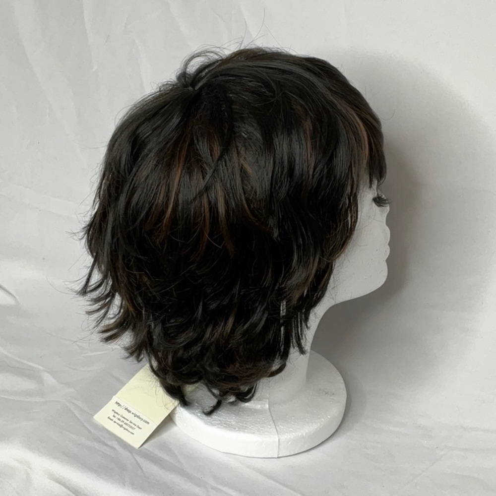 Dark Brown Layered Wig with Moderate Volume and Highlights - Picture 8 of 14